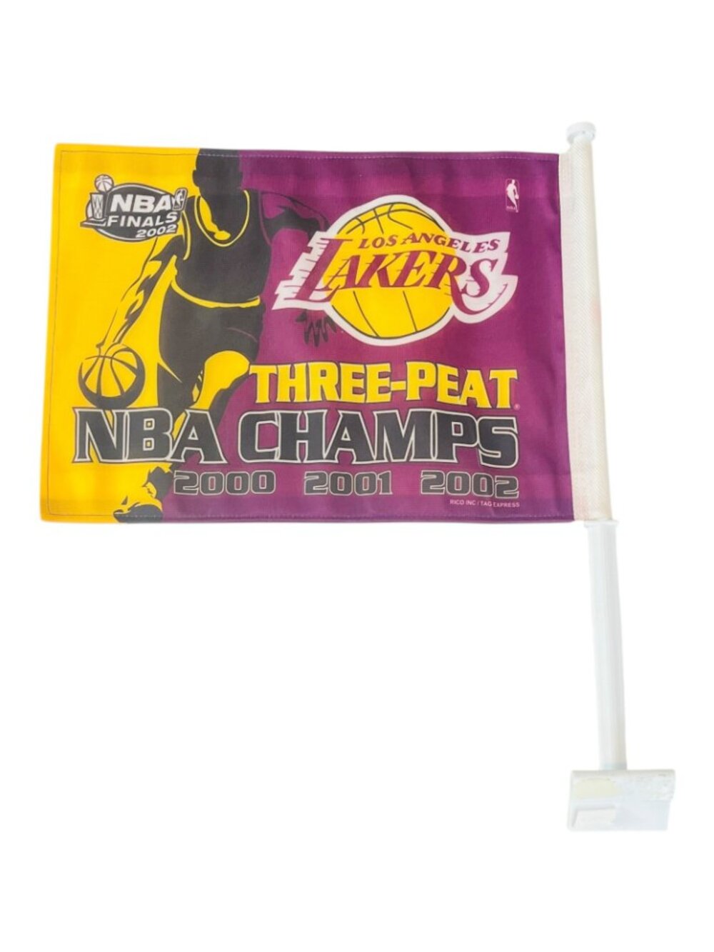 Los Angeles Lakers Window Flag - 2000 2001 2002 3 Peat - Kobe & Shaq - Picture 5 of 5